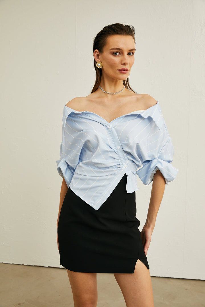 Levoire | Blouse Rayée Off-Shoulder