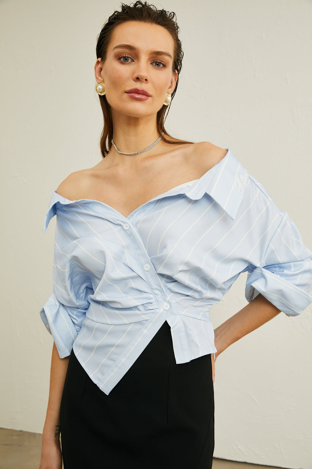 Levoire | Blouse Rayée Off-Shoulder