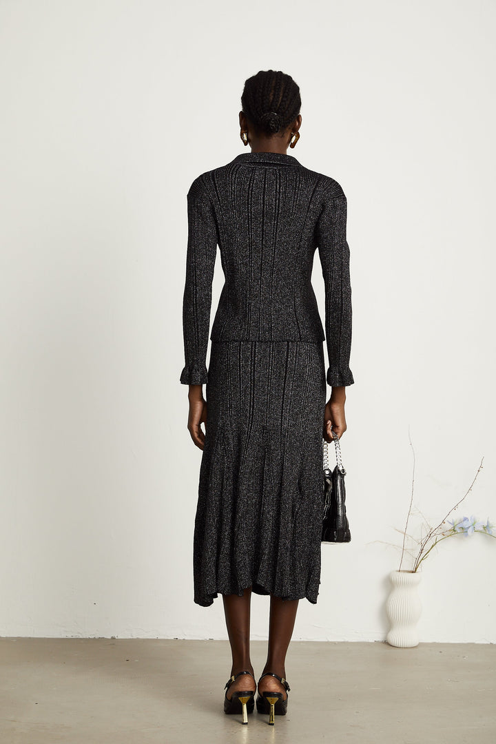 Levoire | Pull En Tricot Noir Et Jupe Ensemble Assorti