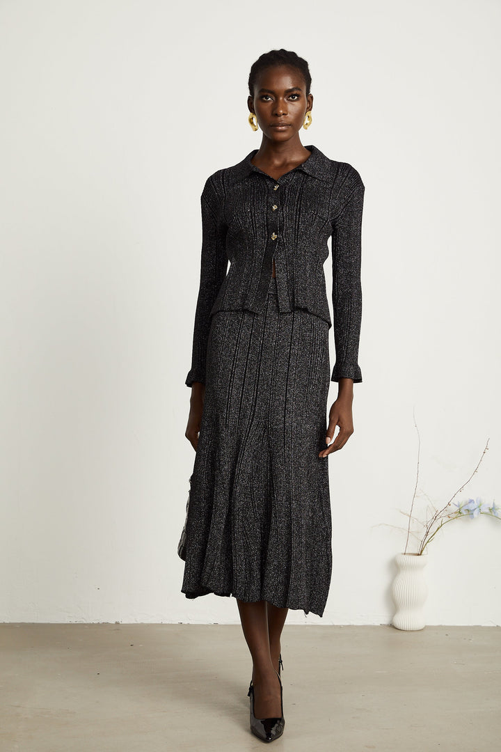 Levoire | Pull En Tricot Noir Et Jupe Ensemble Assorti