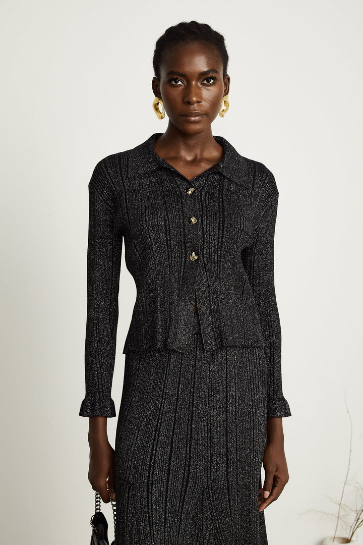Levoire | Pull En Tricot Noir Et Jupe Ensemble Assorti