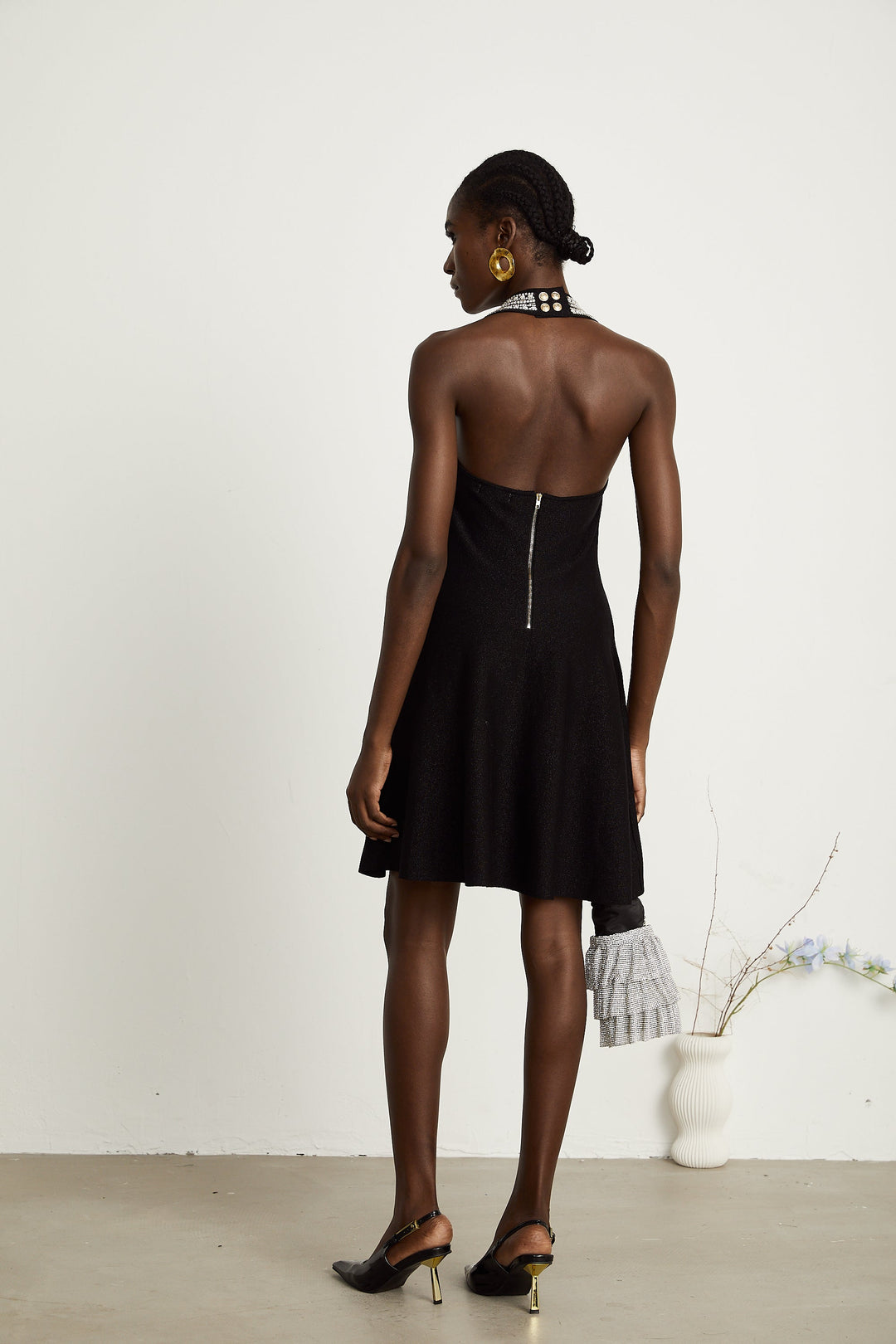 Levoire | Robe Mini En Tricot Noire Ornée