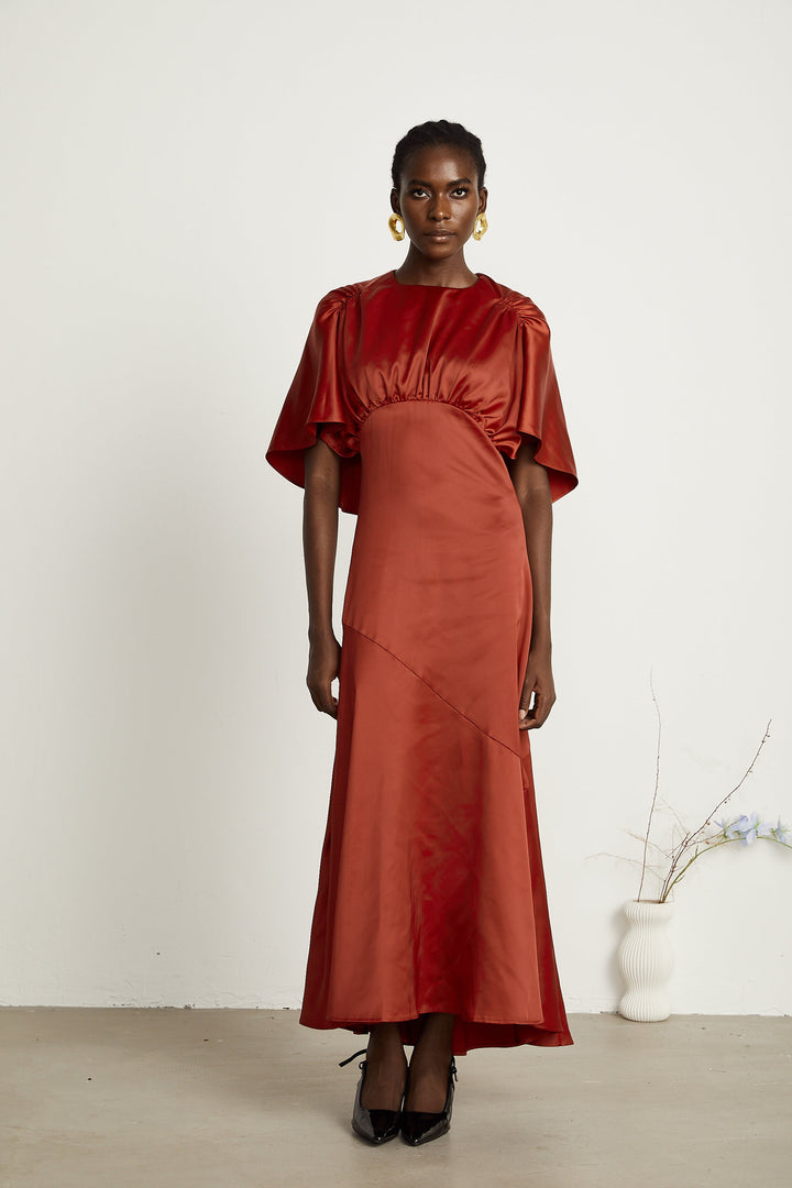 Levoire | Capuche Rouge Sans Manches Dos Ouvert Maxi Robe