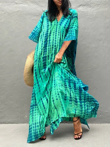 Levoire | Pour Femmes Long, Coupe Lâche - V-Cou Tie-Dye Style Bohème