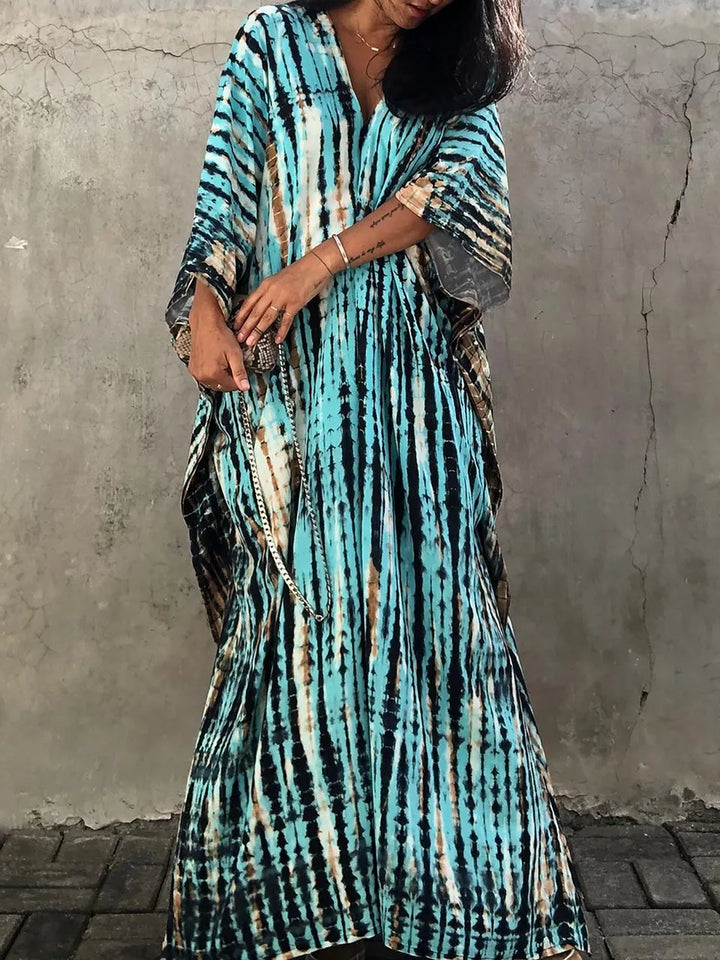 Levoire | Pour Femmes Long, Coupe Lâche - V-Cou Tie-Dye Style Bohème
