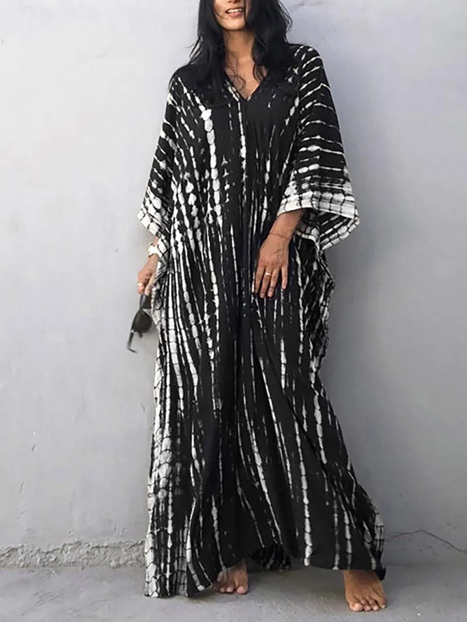 Levoire | Pour Femmes Long, Coupe Lâche - V-Cou Tie-Dye Style Bohème