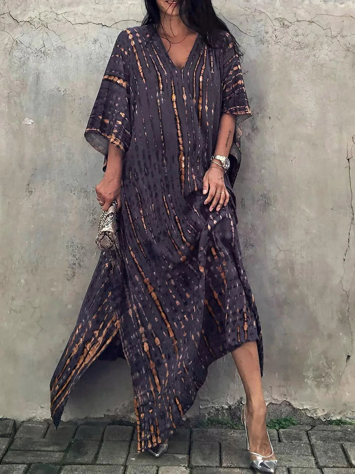 Levoire | Pour Femmes Long, Coupe Lâche - V-Cou Tie-Dye Style Bohème