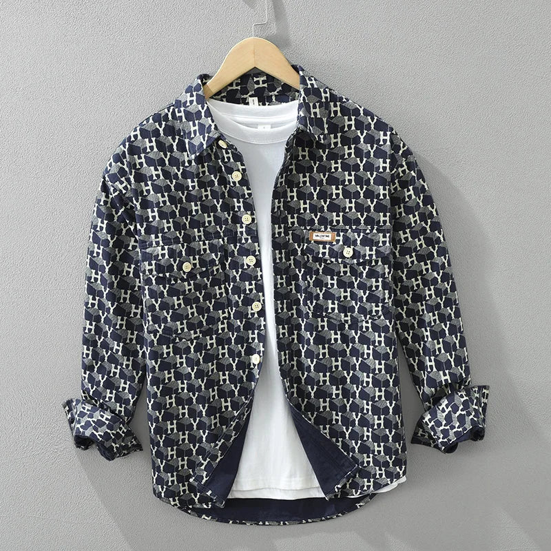 Levoire | Chemise Avec Imprime Lettres Decontracte Hommes Bleu foncé