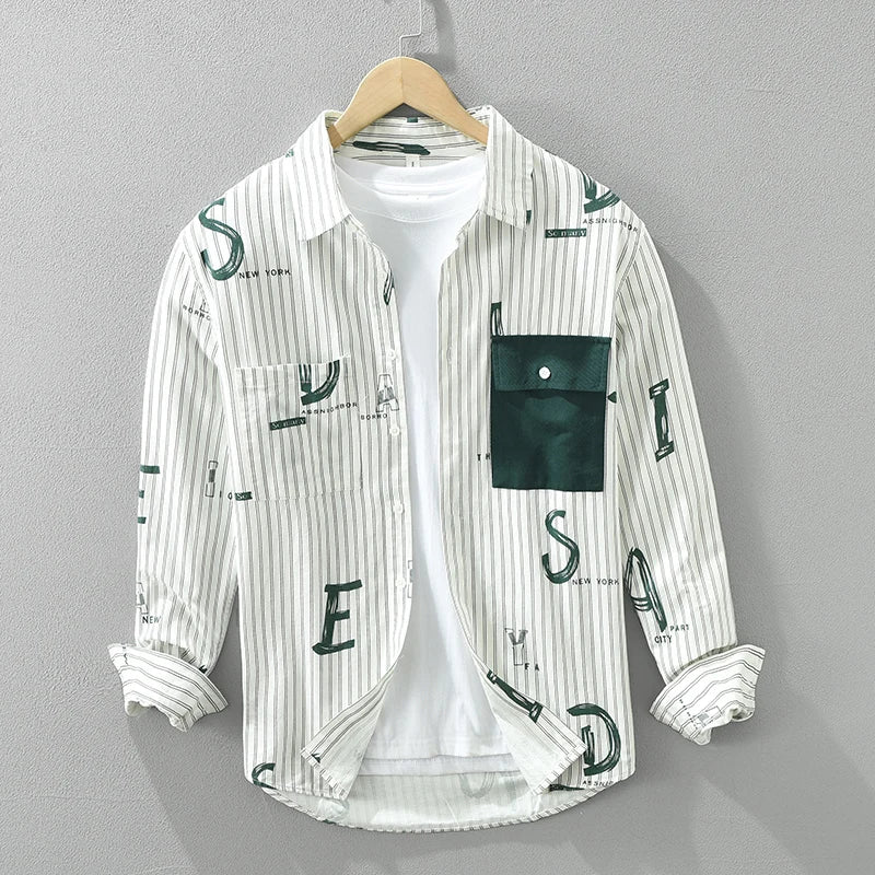 Levoire | Chemise Rayee Decontracte Hommes Vert