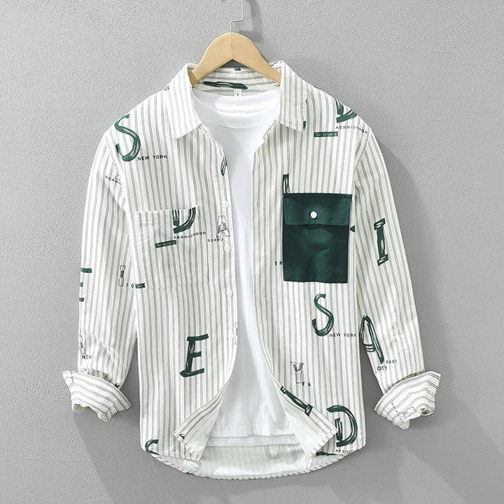 Levoire | Chemise Rayee Decontracte Hommes Vert
