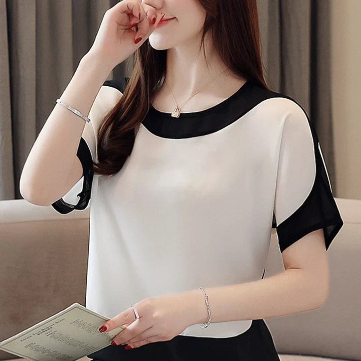 Levoire | Chiffon Haut À Manches Courtes Blanc