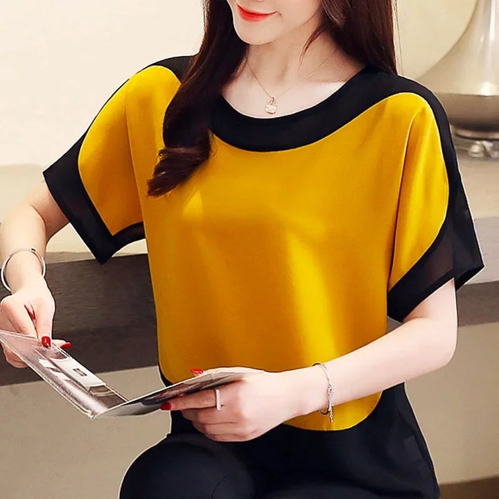 Levoire | Chiffon Haut À Manches Courtes Jaune