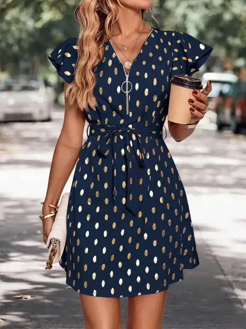 Levoire | Robe élégante à pois femme Bleu profond