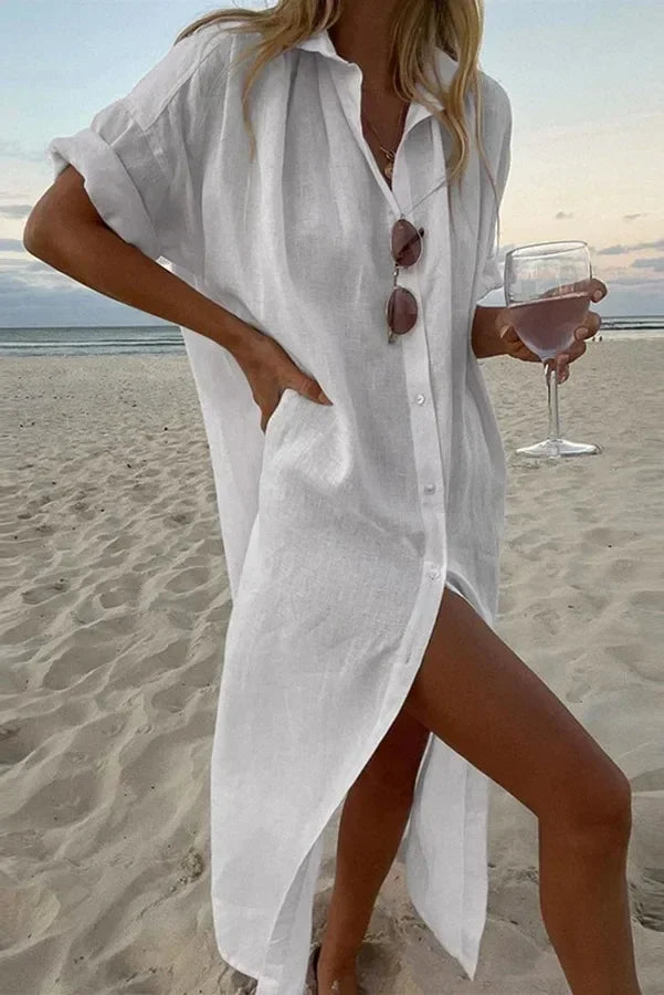 Levoire | Robe De Printemps En Lin Intemporelle Blanc