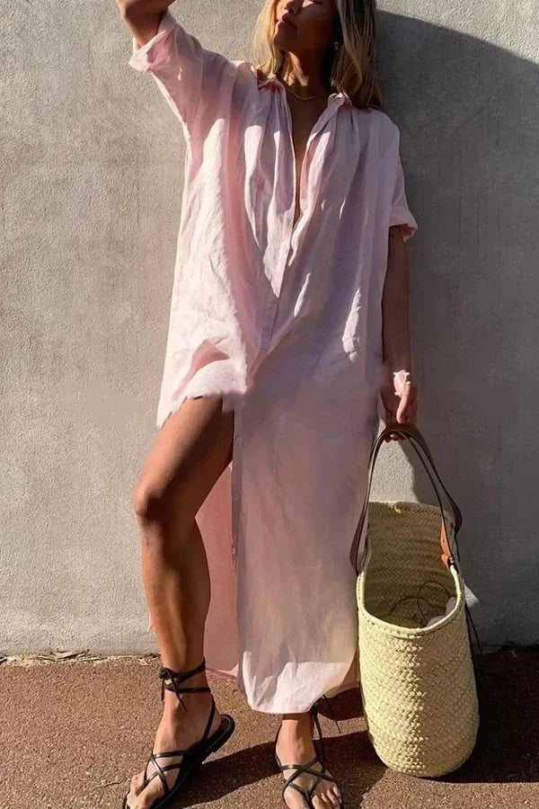 Levoire | Robe De Printemps En Lin Intemporelle Rosa