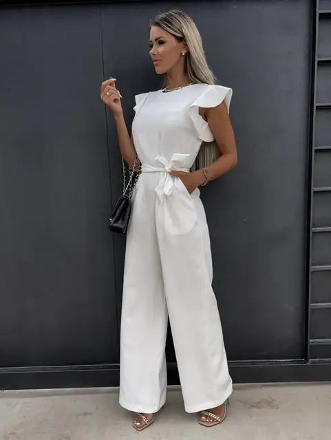 Levoire | pour femmes avec manches à volants et ceinture Blanc