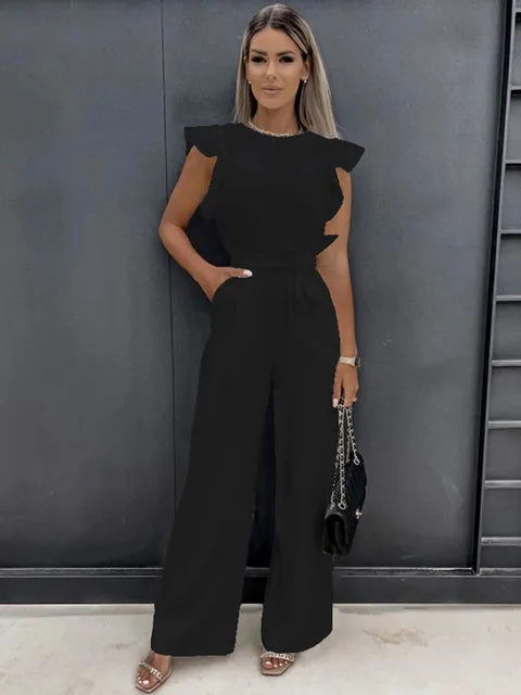 Levoire | Combinaison Élégante Avec Jambes Larges Noir
