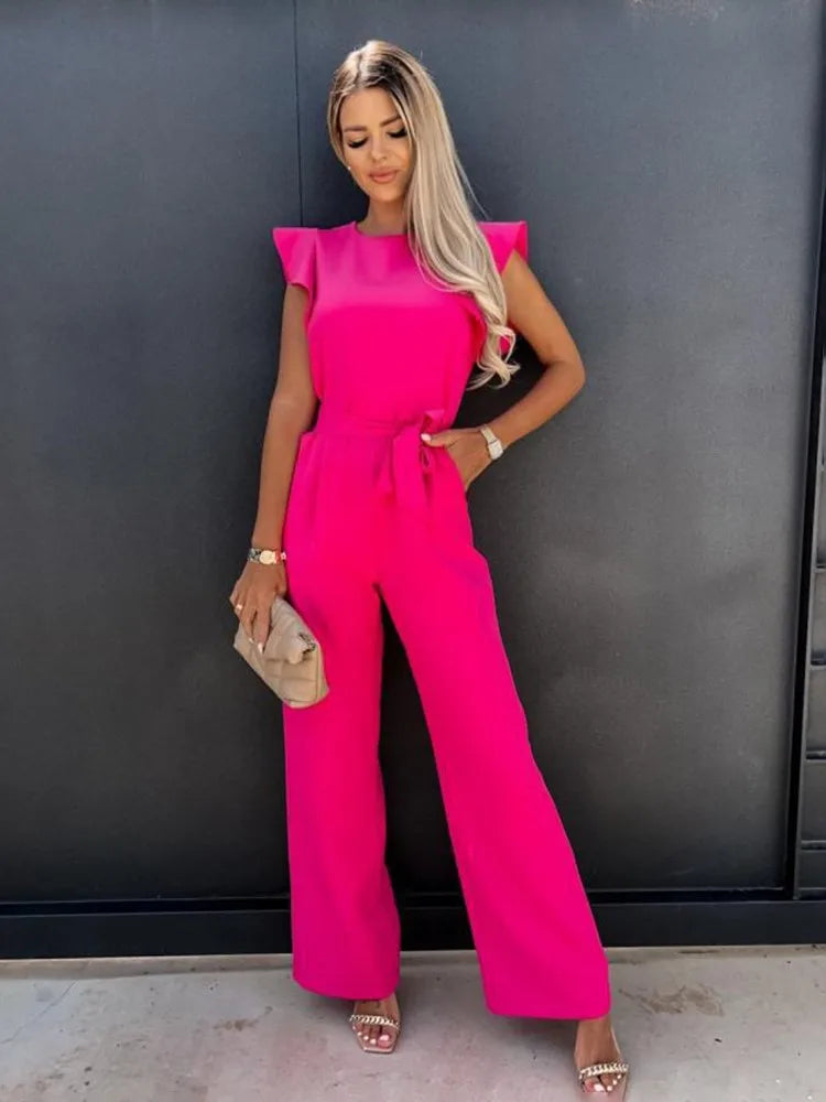Levoire | Combinaison Élégante Avec Jambes Larges rose clair rouge