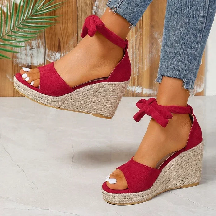 Levoire | Espadrille Wedge Sandales Avec Lacets Et Bout Ouvert