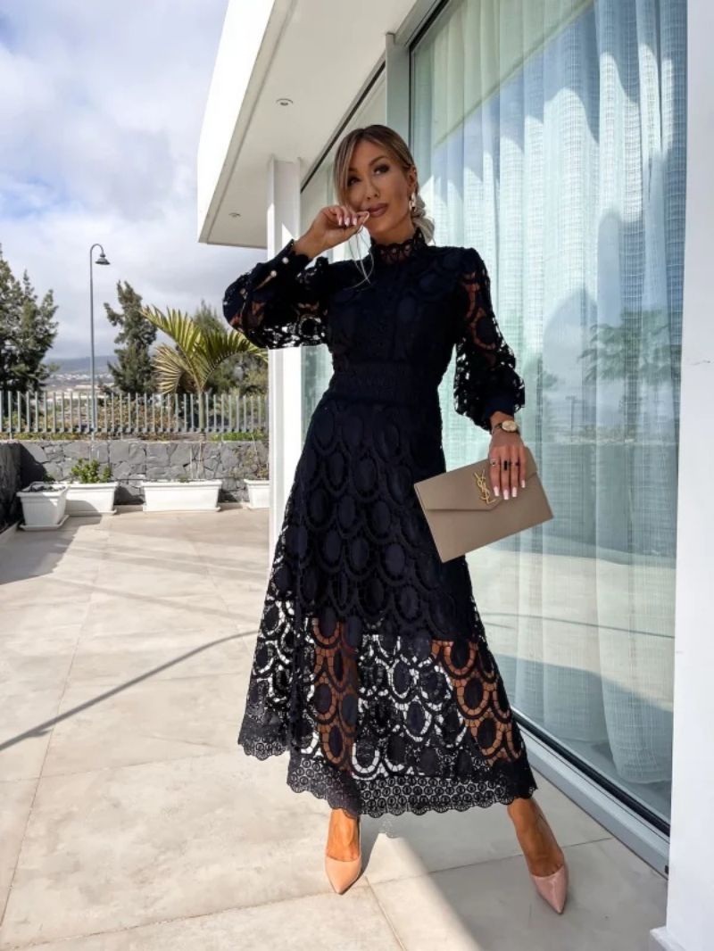 Levoire | Robe Élégante À Jupe Plissée Noir