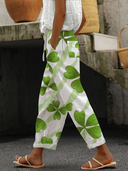Levoire | Pantalon d'été pour femme avec motif floral Vert