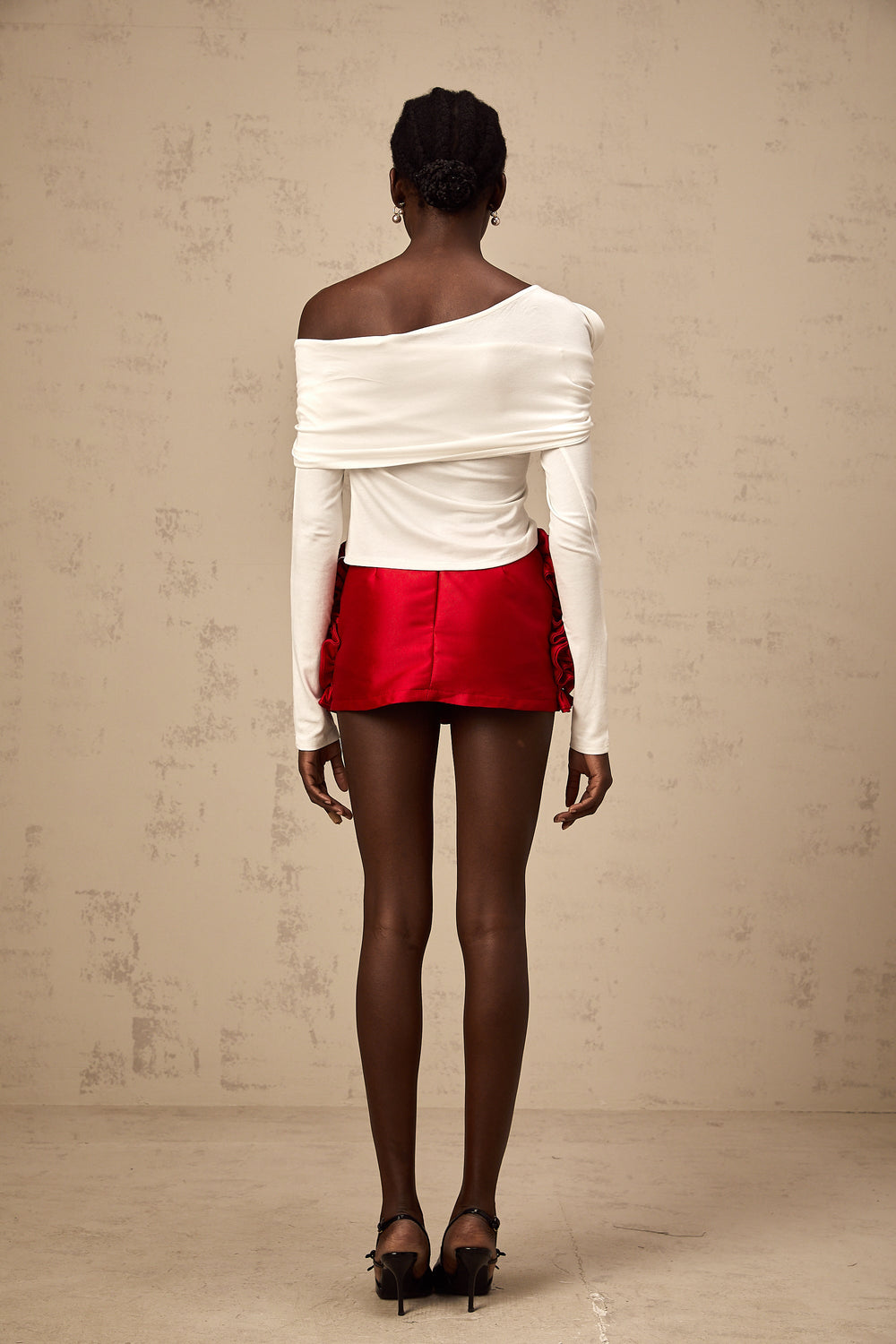 Levoire | Blanc Top En Jersey Asymétrique Tordu