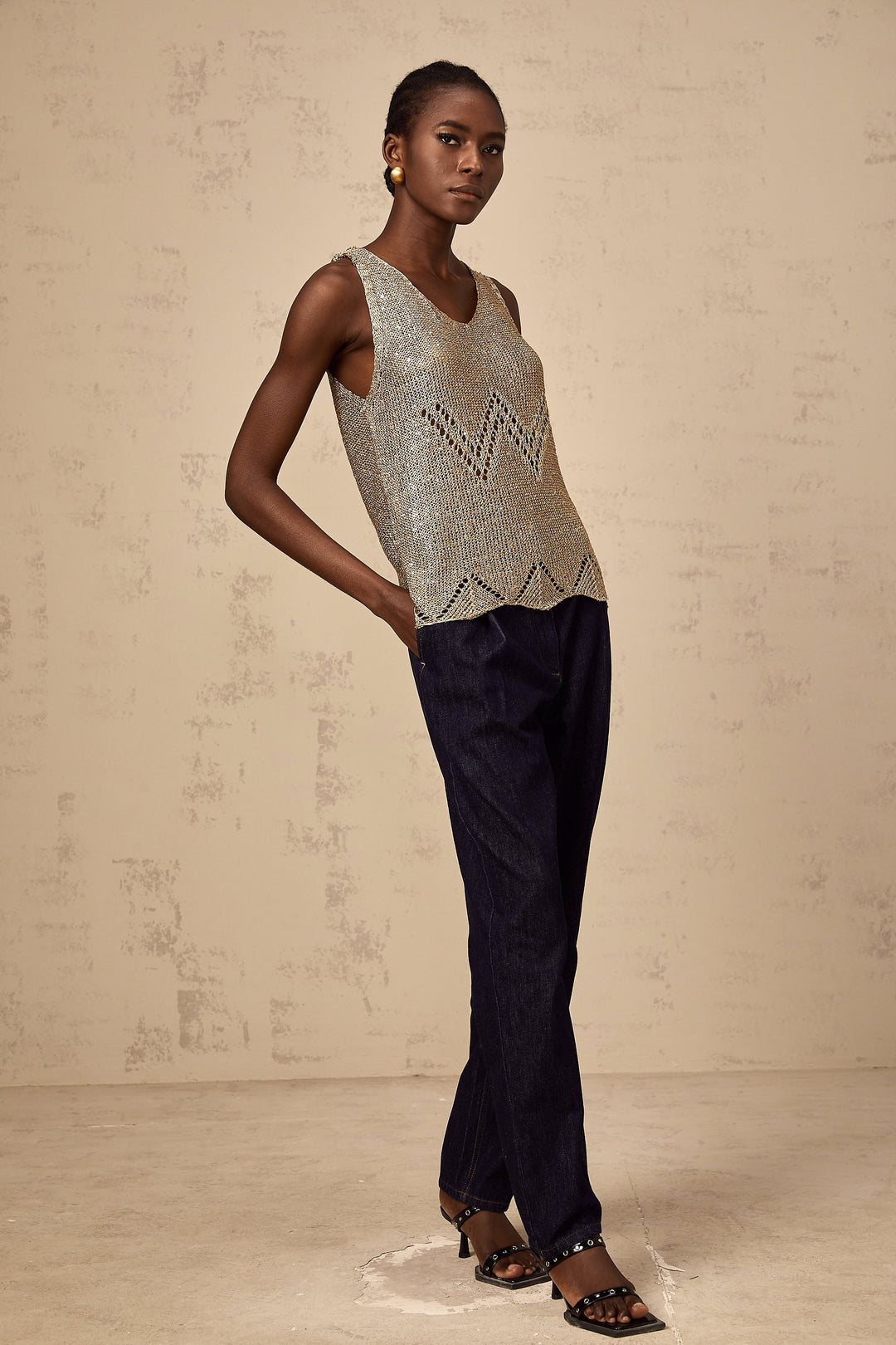 Levoire | Top En Crochet À Paillettes Dorées