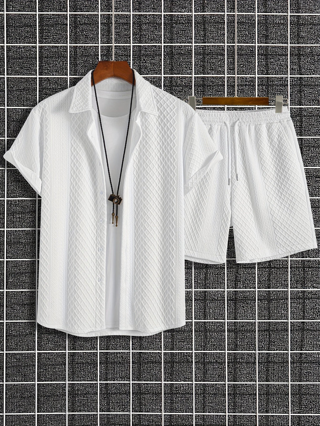 Levoire | Ensemble Uni En Maille À Carreaux En Coton De Cent