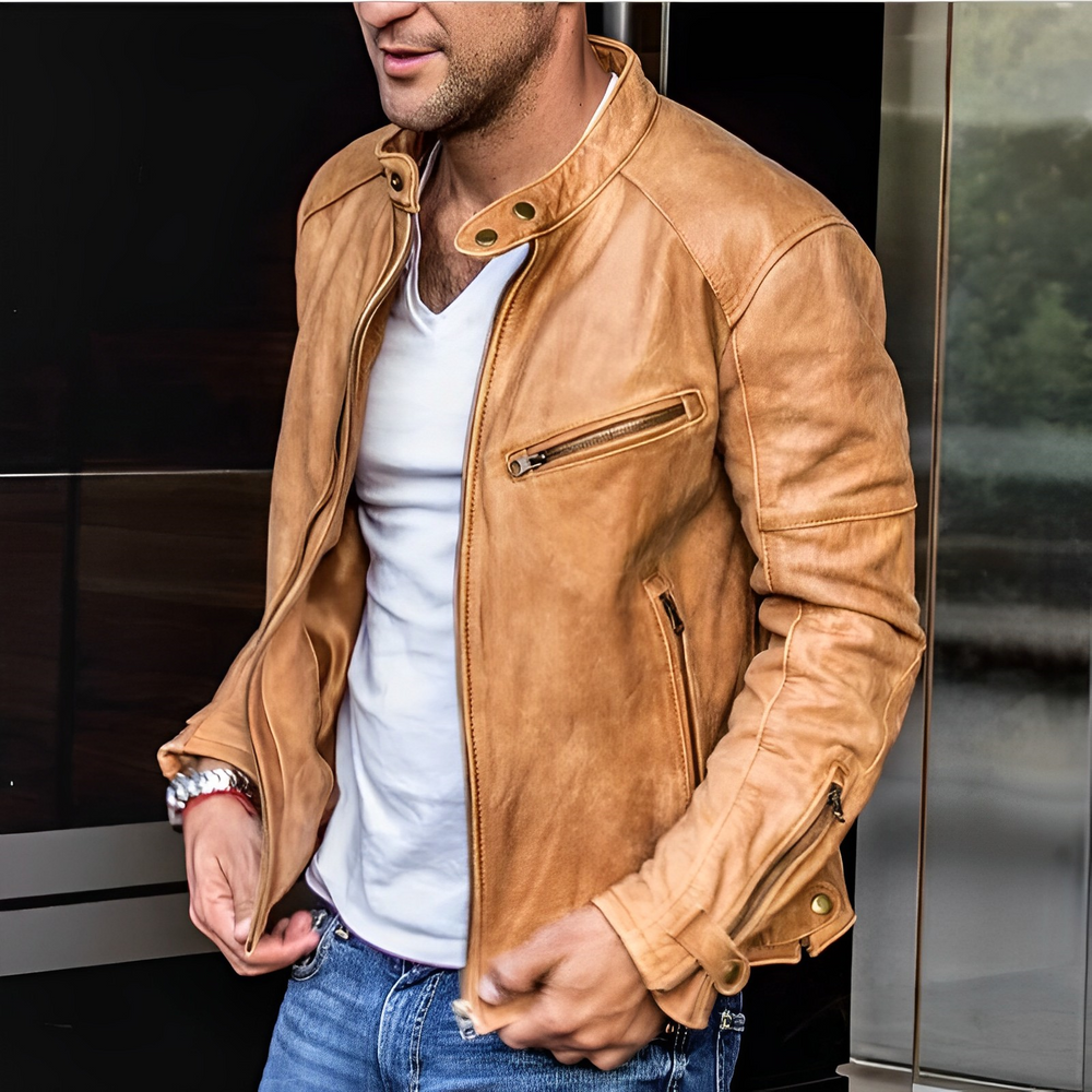 Levoire | Élégante Veste En Cuir Beige