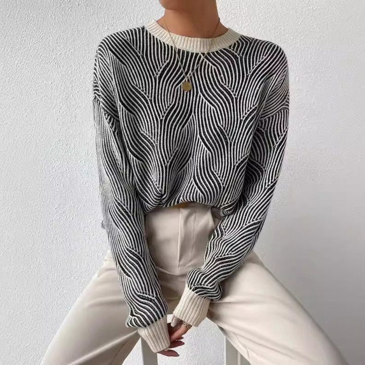 Levoire | Pull En Tricot Avec Motif En Vagues Noir