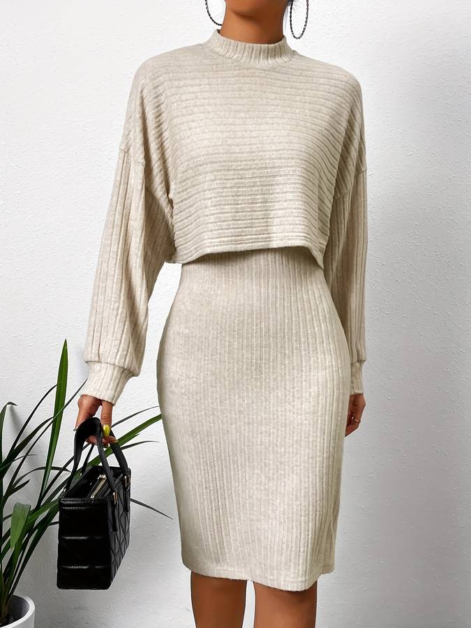 Levoire | Ensemble À Deux Pièces Avec Une Jupe Et Un Cardigan Ample vaal.gris