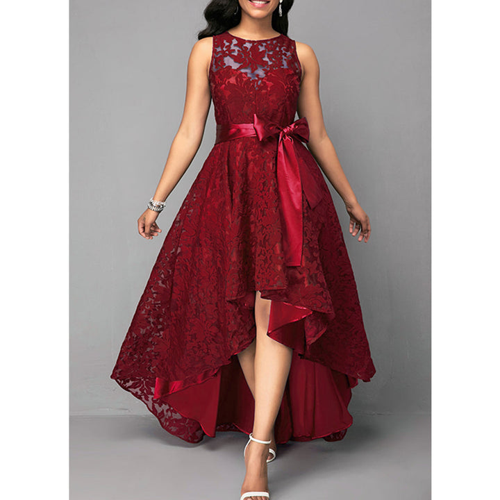 Levoire | Robe asymétrique en dentelle exquise Rouge