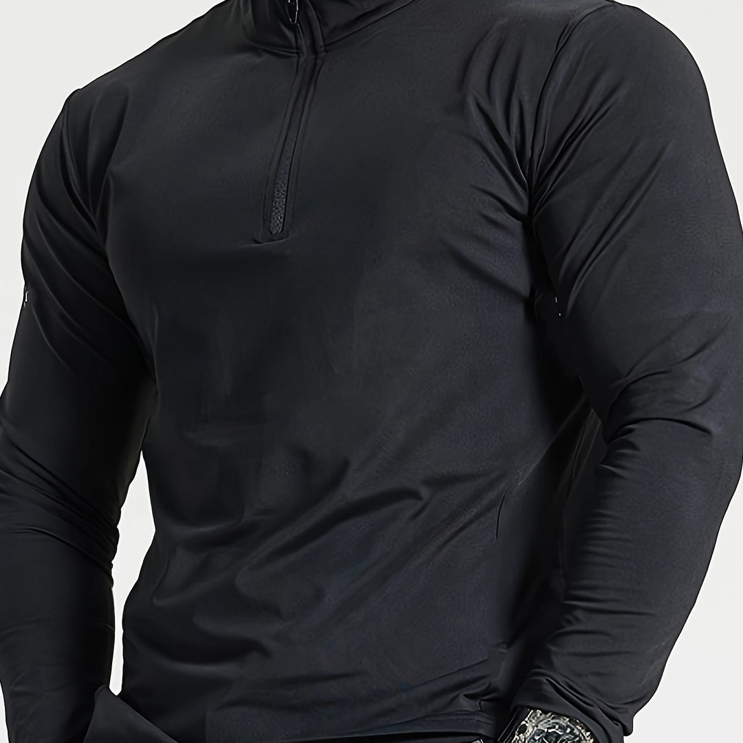 Levoire | Slim Fit Henley Shirt Avec Demi-Zip Et Col Montant Noir