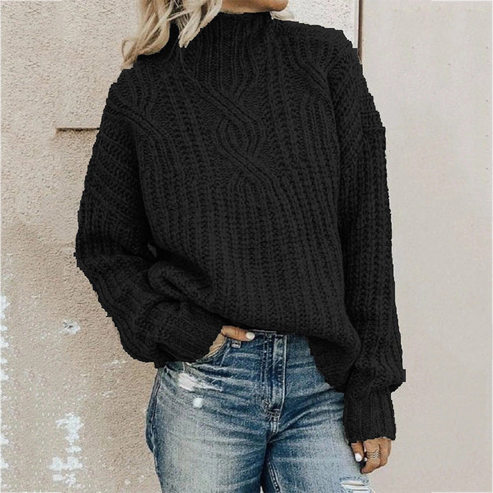 Levoire | Pull En Tricot Torsadé À Col Haut Pour Femmes Noir