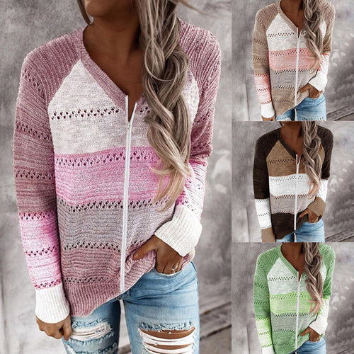 Pullover en tricot pour femme avec zip et détails en côtes aérées Levoire