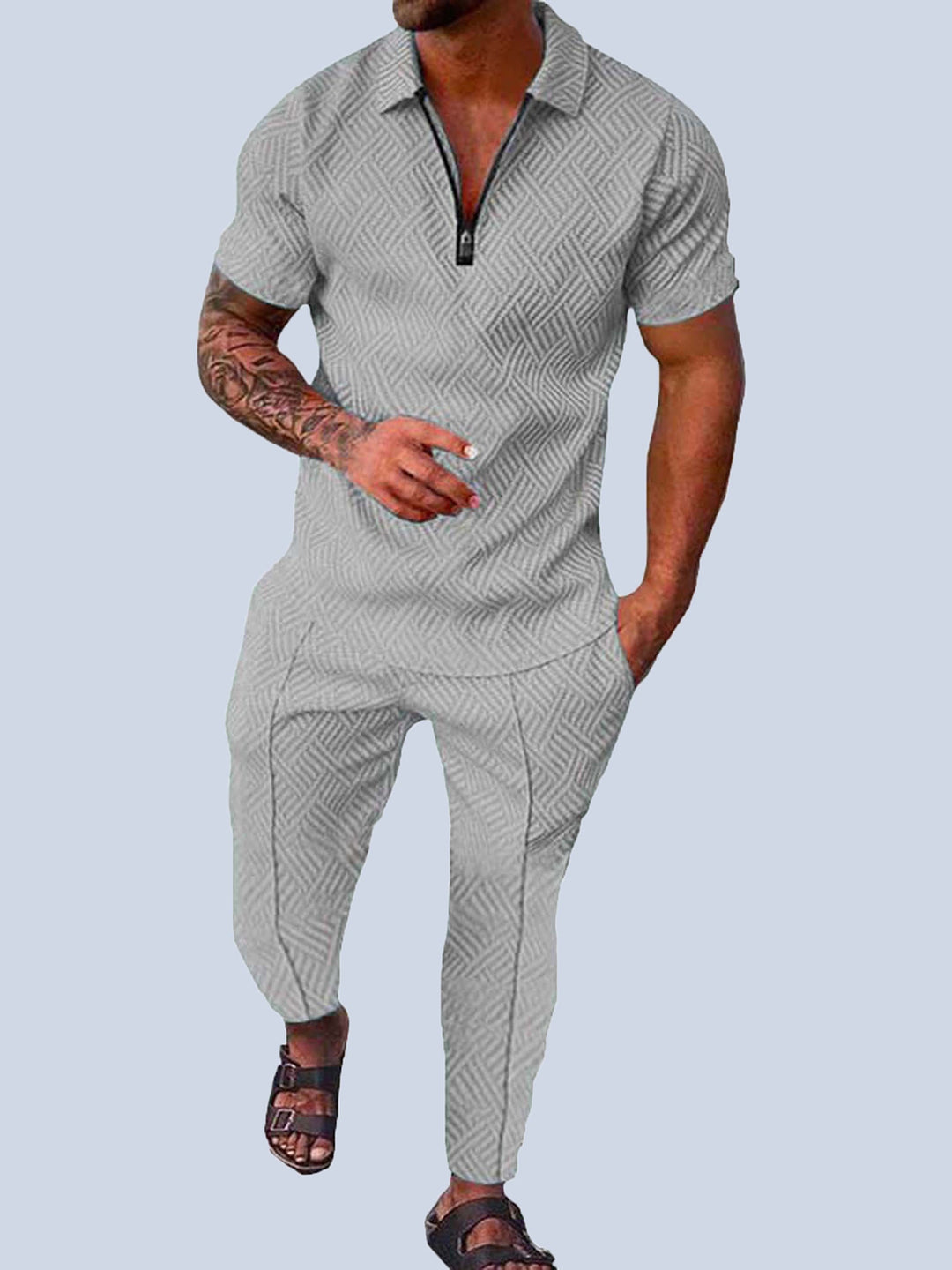 Levoire | Ensemble De Loisirs 2 Pièces Homme Avec Haut Et Pantalon Gris clair