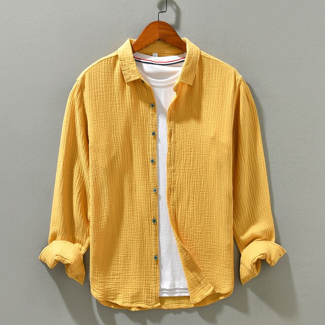 Levoire | Chemise En Coton Confortable Hommes Jaune