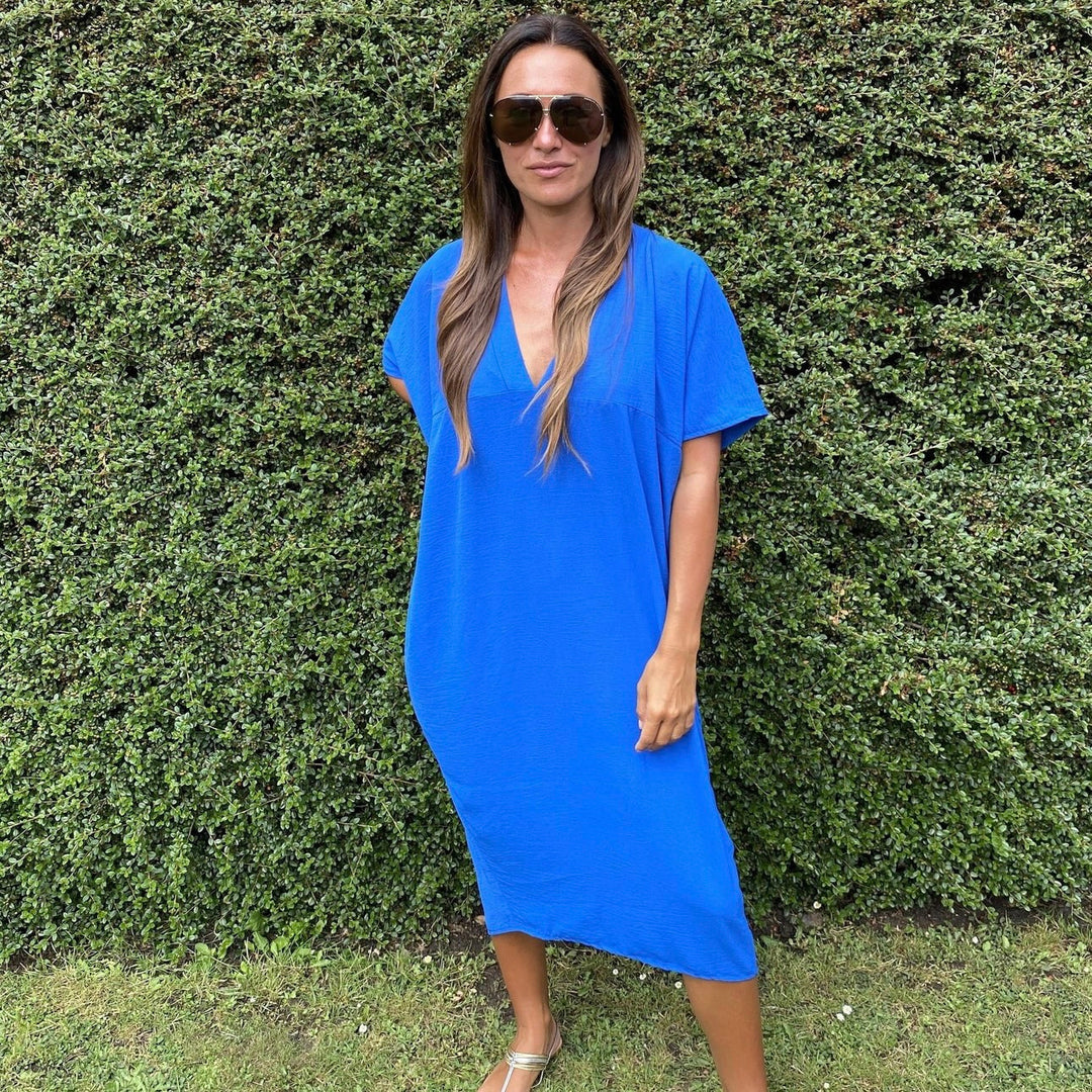 Levoire | Robe Midi Avec Décolleté En V Bleu