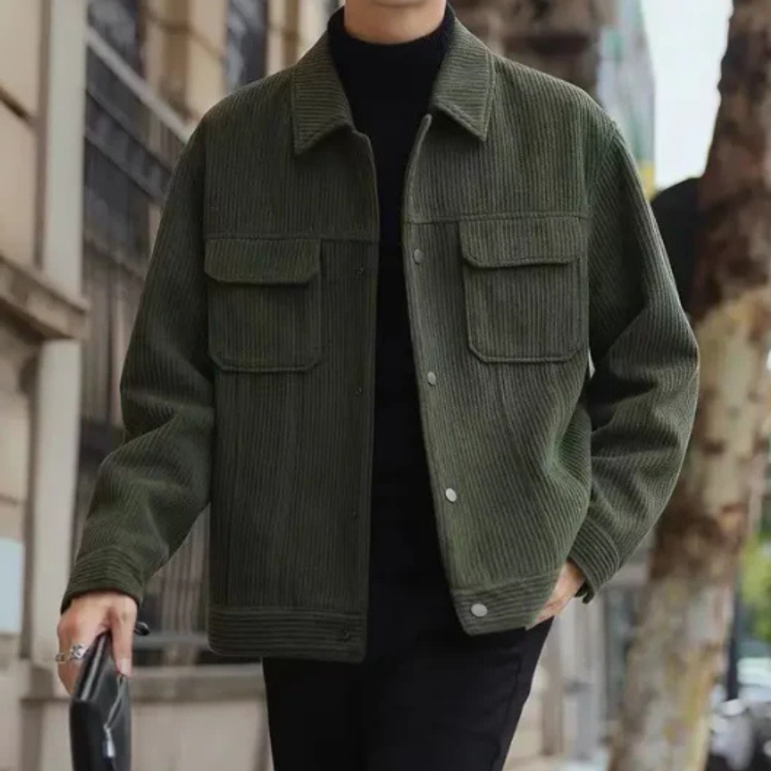 Levoire | Veste En Corduroy Pour Hommes Style Vendange Vert