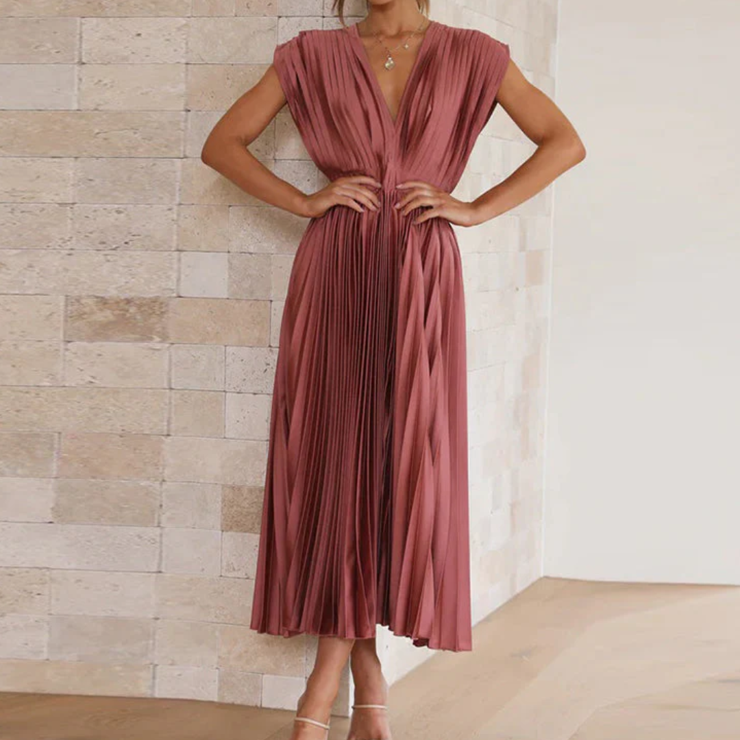 Levoire | Robe plissée élégante pour femmes Rose Rouge