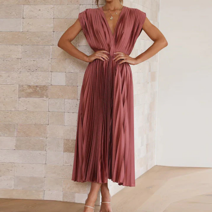 Levoire | Robe plissée élégante pour femmes Rose Rouge