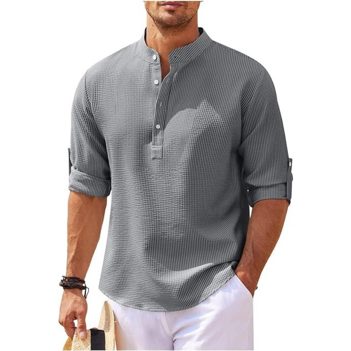 Levoire | Henley Shirt Décontracté Coupe décontractée Gris