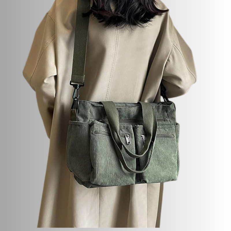 Levoire | Sac À Bandoulière En Corduroy Avec Plusieurs Poches Pour Femmes