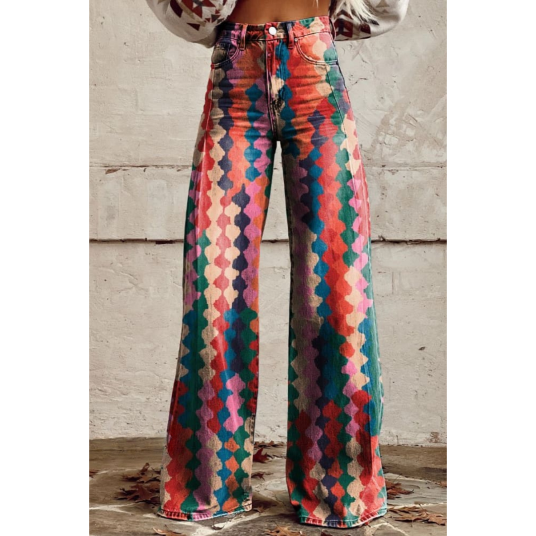 Levoire | Pantalon Femme Large À Motif Géométrique Pourrir