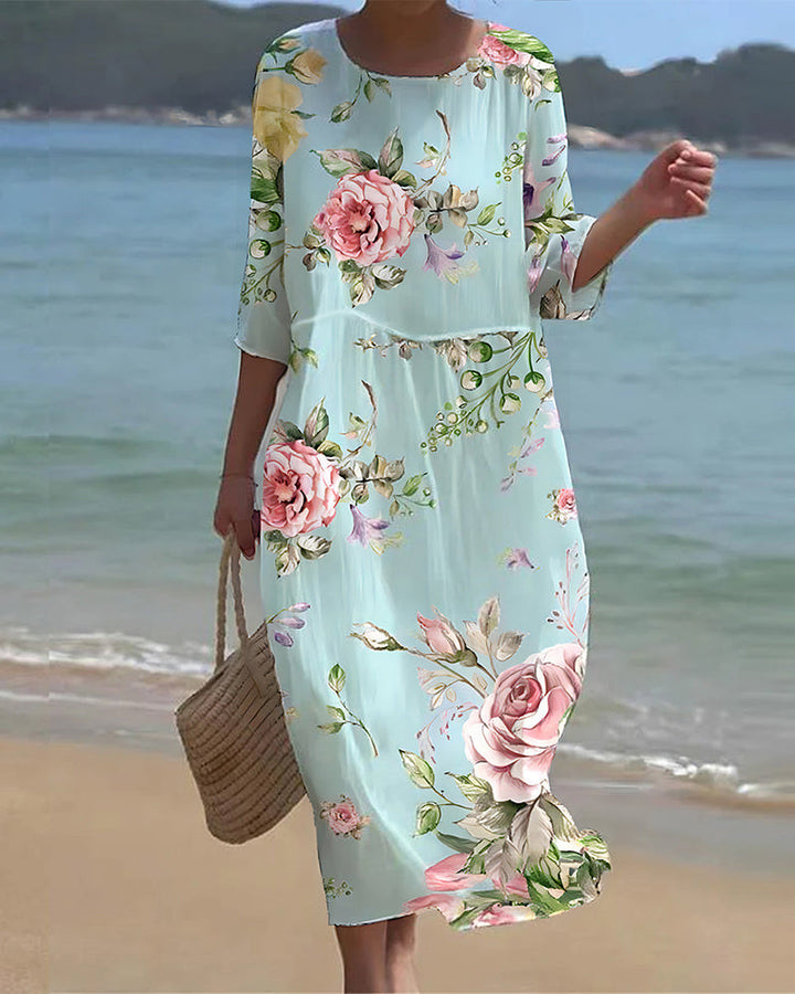 Levoire | Robe Élégante Pour Femmes Enceintes Robe À Fleurs Bleu