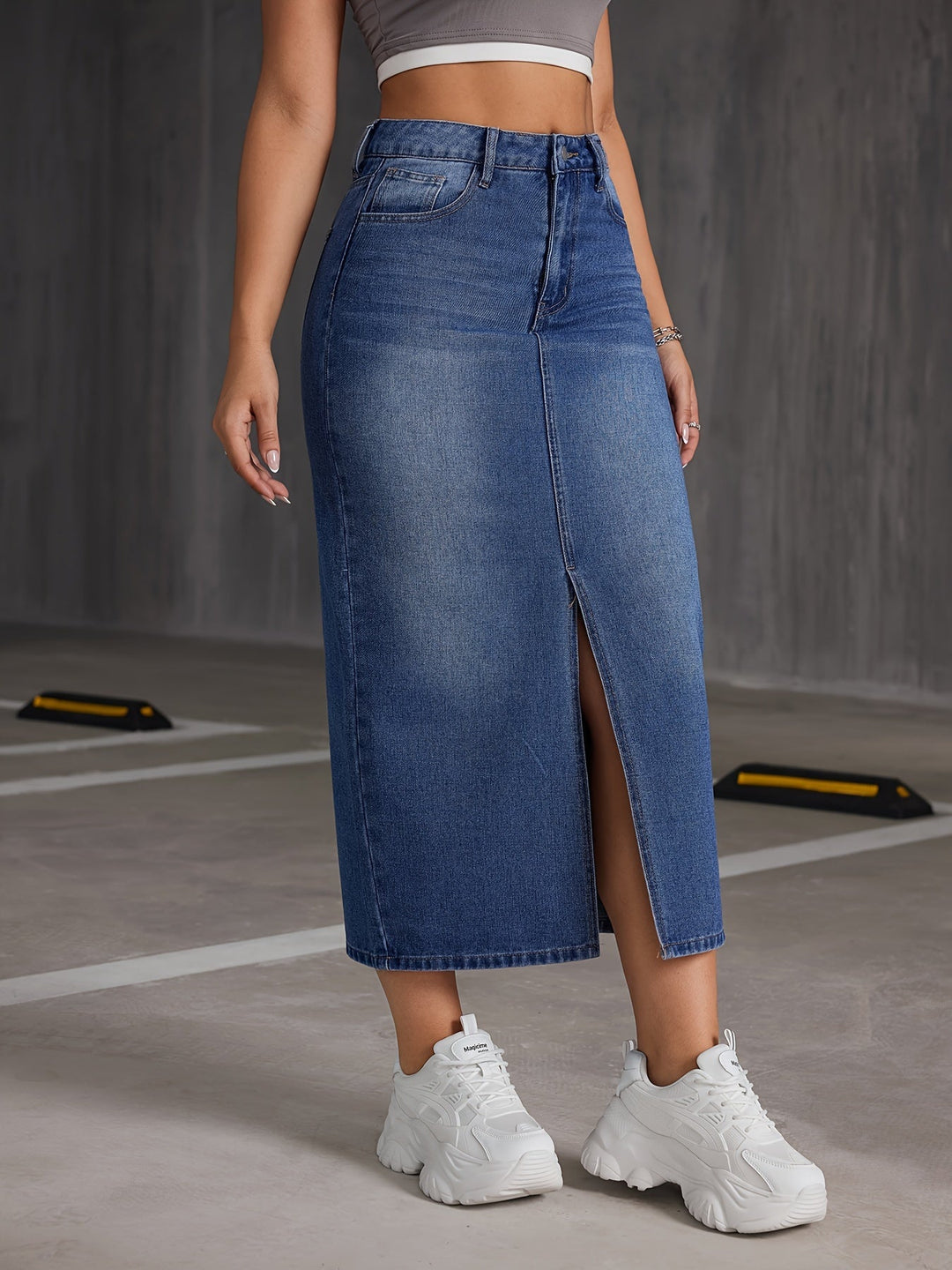 Levoire | Jupe Midi En Denim Taille Haute Et Volek