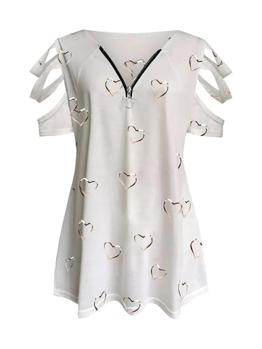 Levoire | T-Shirt Manches Courtes Motif Cœur Décolleté V