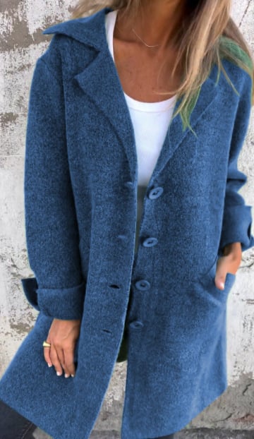 Levoire | Manteau Long Élégant Et Décontracté Avec Poches Pratiques Bleu