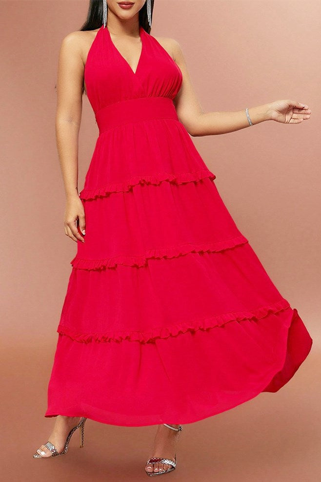 Levoire | Bretelles Taille Haute Volant Maxi Robe