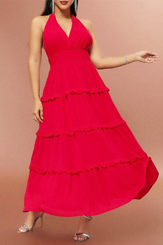 Levoire | Bretelles Taille Haute Volant Maxi Robe